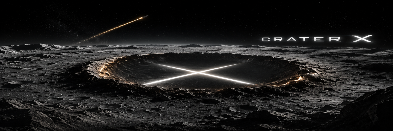 Crater X — a glowing X burning at the centre of a lunar crater